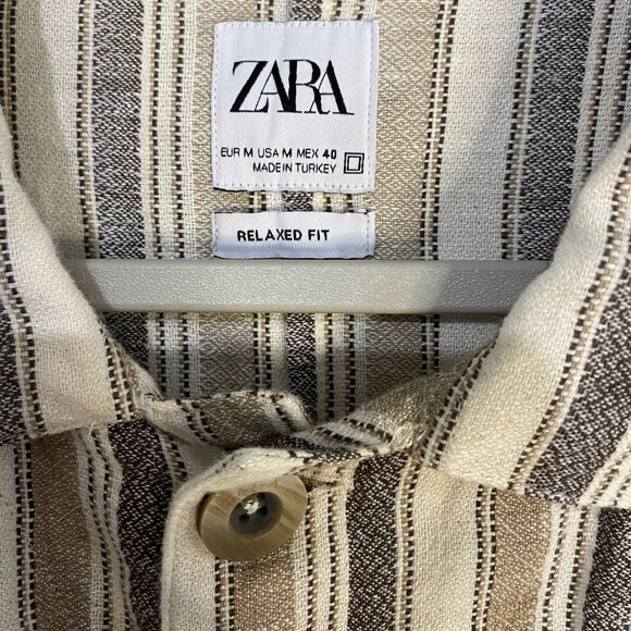 NWT Zara Men Relaxed Fit Striped shirt M - Picture 3 of 4